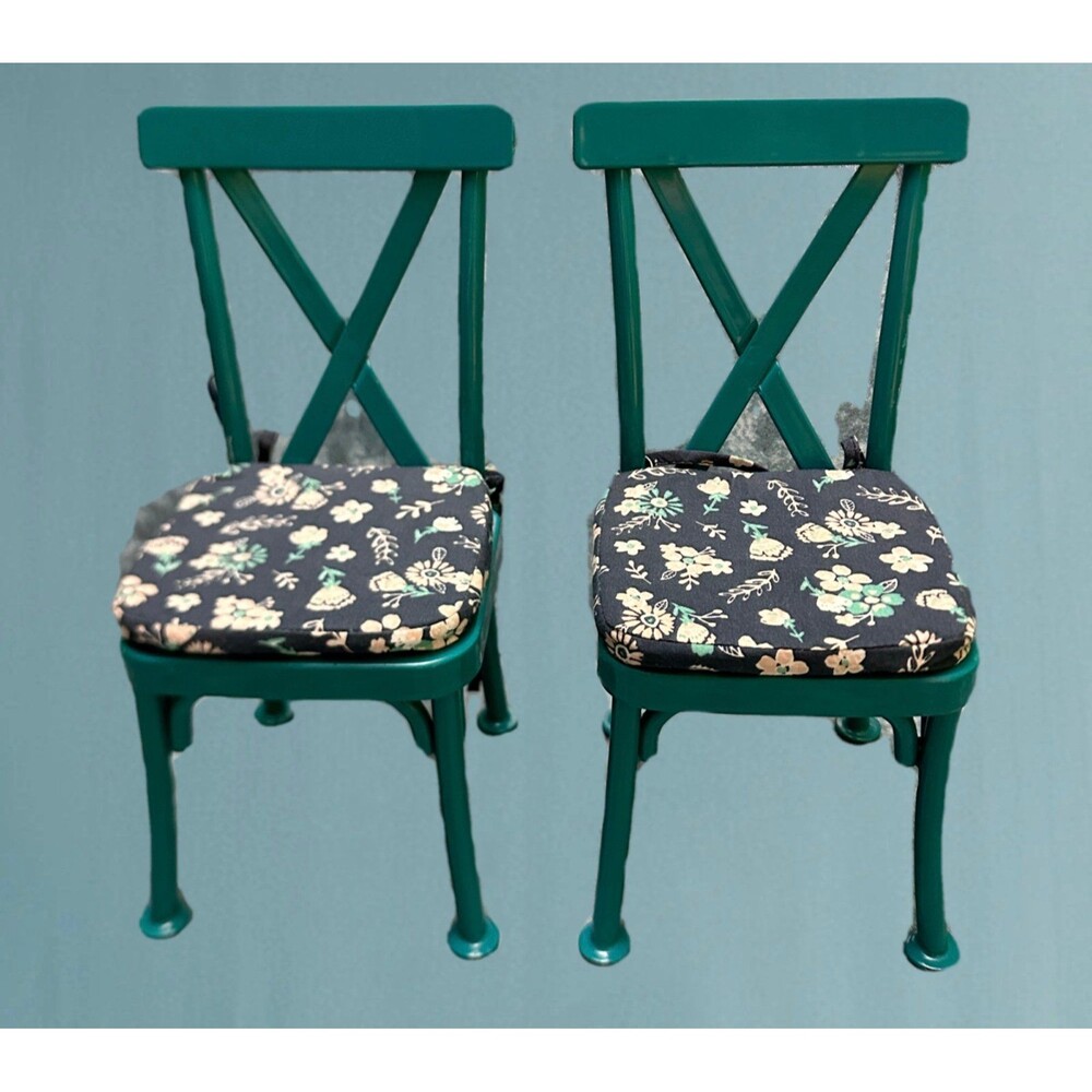 American Girl floral print chair set with teal legs